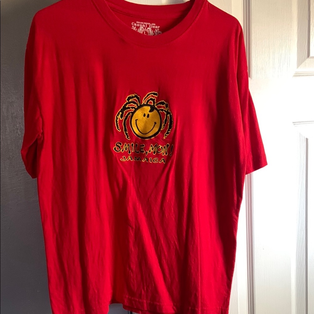 Red Graphic T-Shirt with Sun Emblem